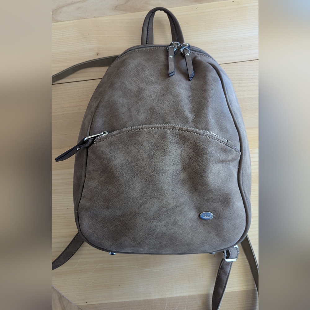 Taupe Backpack Purse (David Jones) - Picture 1 of 7